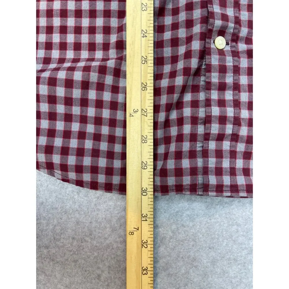 Banana Republic Search Men's‎ L Red Checks Long Sleeve Button Up Preppy Business